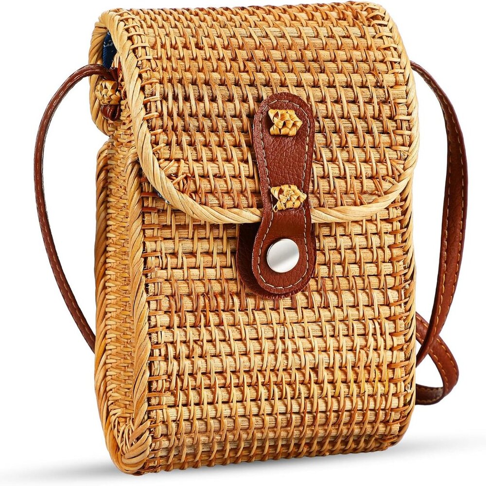 Straw Bag Crossbody Wicker Purses for Women Small Boho Rattan Purse Shoulder Cro